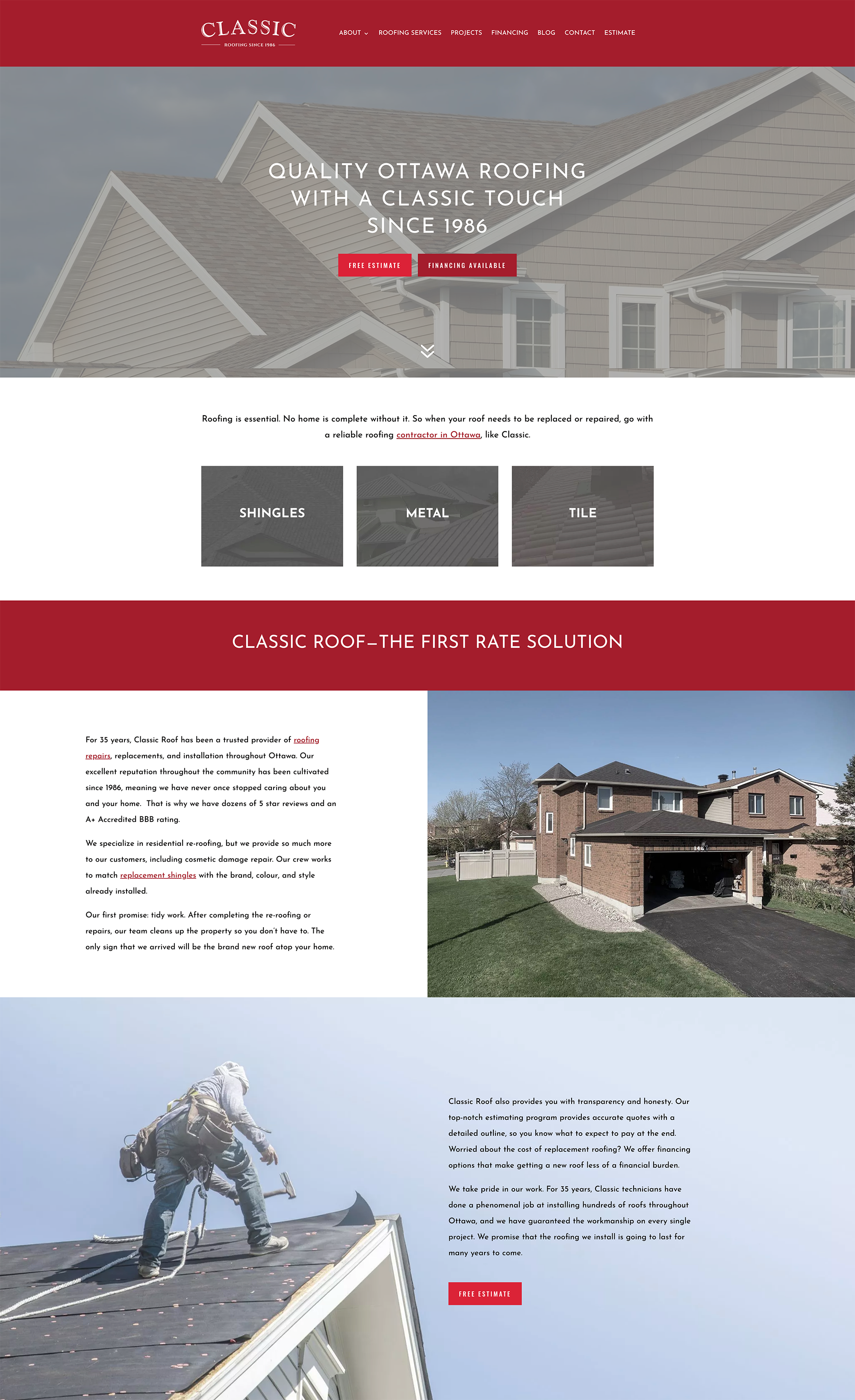 Website for Roofing Company